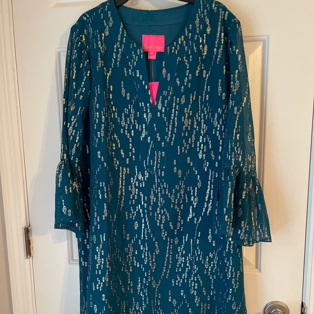 Lilly Pulitzer Teal and Silver Mini Dress